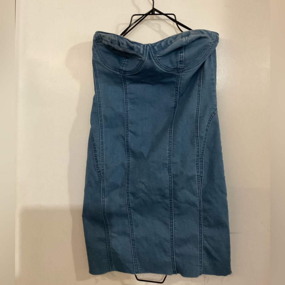 Forever 21 Blue Denim Strapless Dress